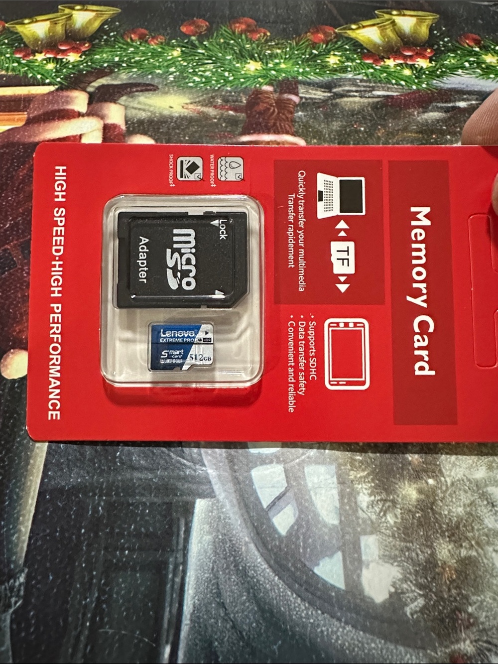 Lenovo Blue and Black 512GB microSD Card with SD Adapter